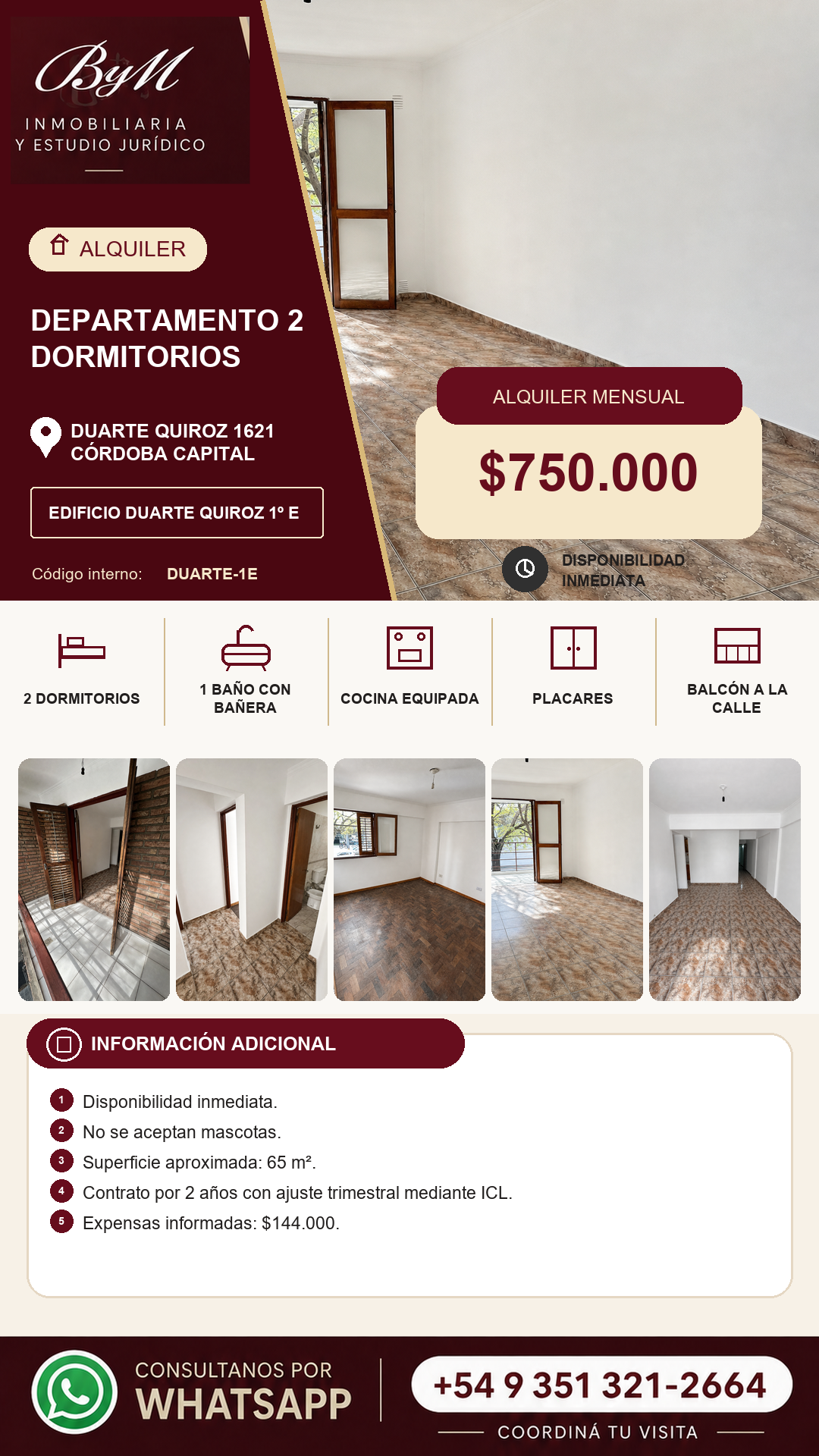 Departamento en Duarte Quiroz 1621 · 1º E